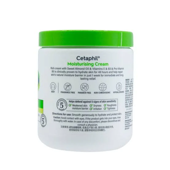 Cetaphil Moisturising Cream , Sensitive Skin, Dry to Very Dry (550gm) - Image 2