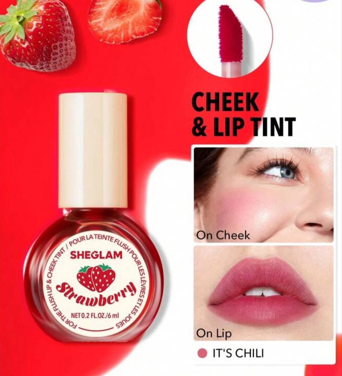 Sheglam Lip &amp; Cheek Tint-( Strawberry )(It's Chili ) - Image 2