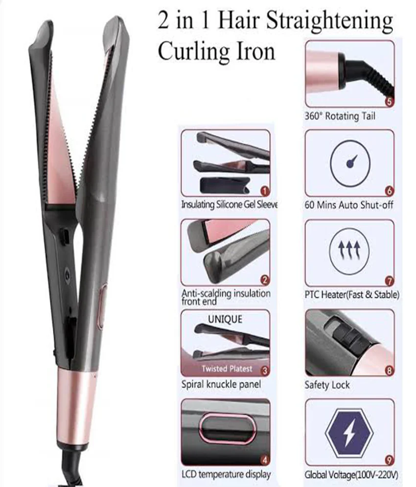Unique Twisted Plate 2 in 1 Hair Curling